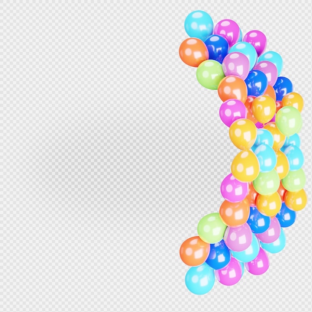 PSD 3d rendering of colorful ballons isolatedwith clipping path