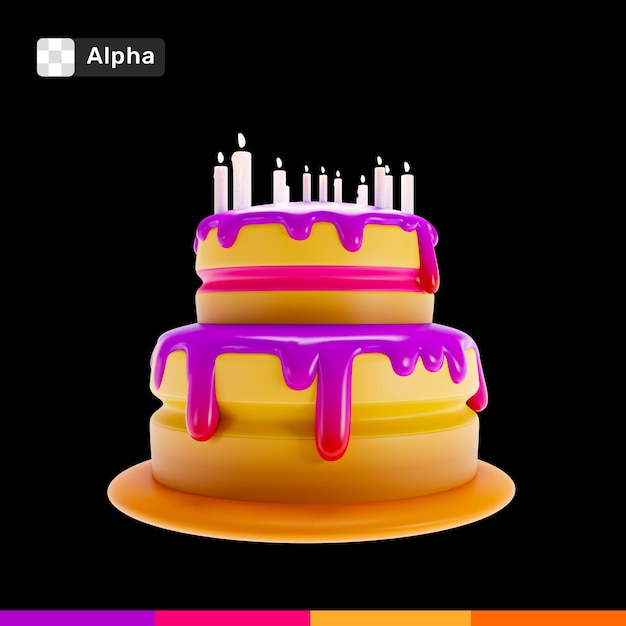 3d rendering colorful birthday cake