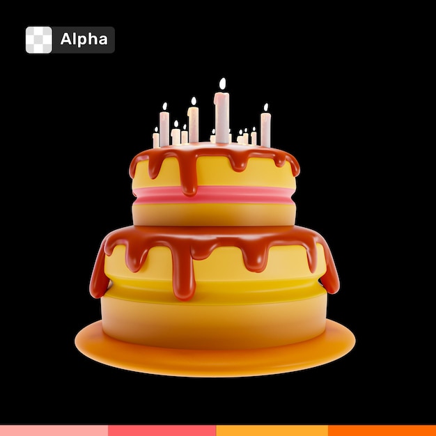 3d rendering colorful birthday cake