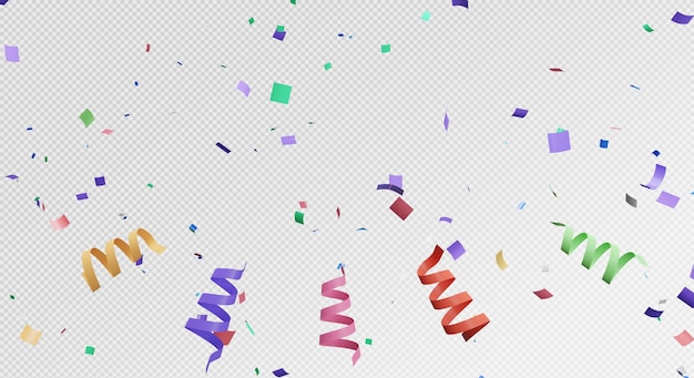 PSD 3d rendering of colorful confetti flying