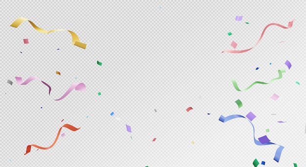 PSD 3d rendering of colorful confetti flying