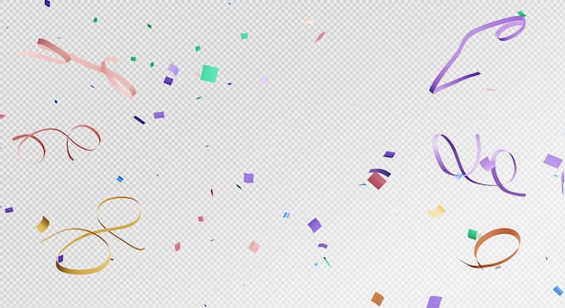 PSD 3d rendering of colorful confetti flying