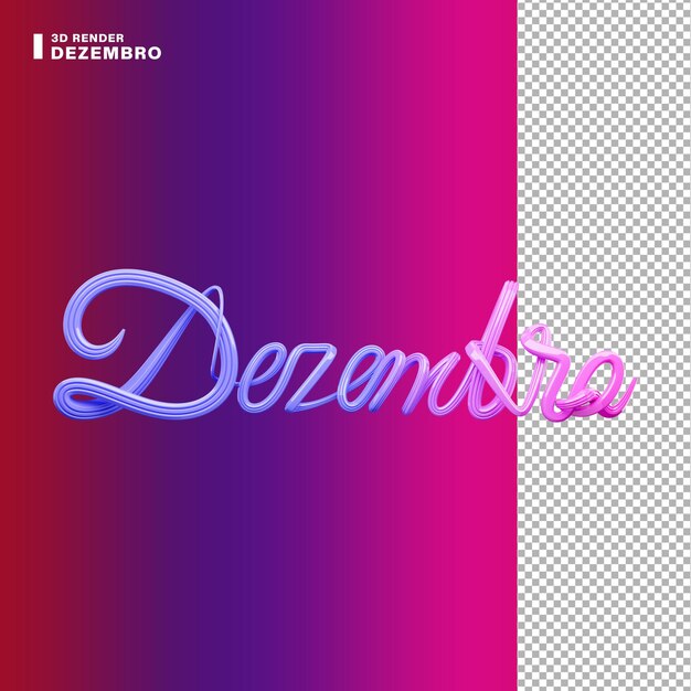 3d rendering colorful dezembro lettering