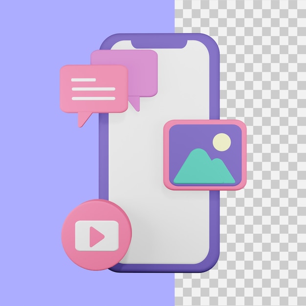 PSD 3d rendering communication media icon