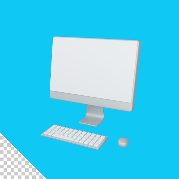 Rendering 3d concetto di computer con monitor e tastiera colorata simbolo utile per server it