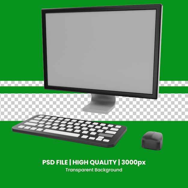 PSD 3d rendering computer icon object