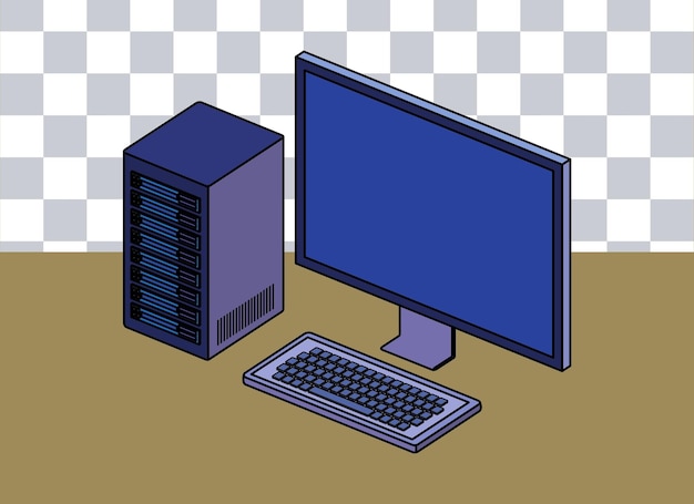 3d rendering computer in transparent background