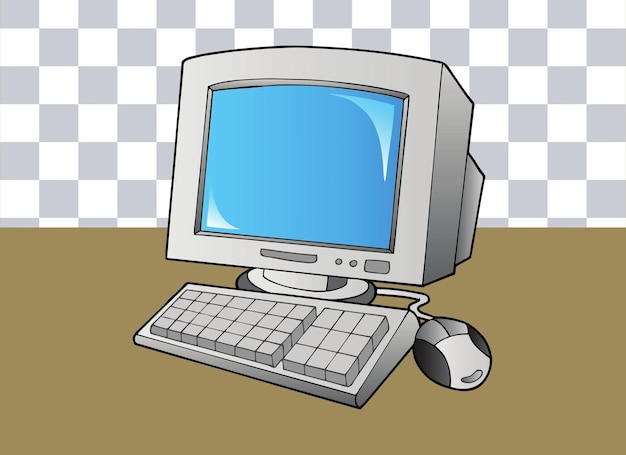 3d rendering computer in transparent background