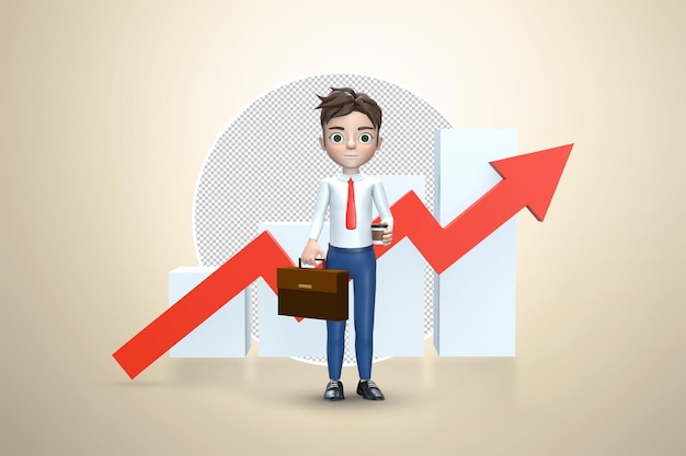3D rendering Concept of financial growth Dashboard with the analysis of finance businessman