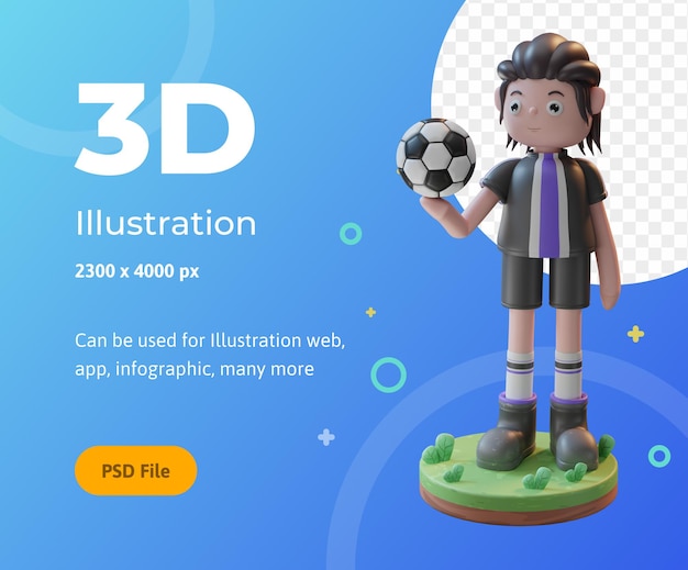 3d rendering concept illustratie van voetballers, gebruikt voor web, app, infographic, enz.