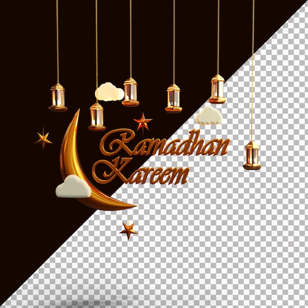 3d rendering of the concept illustration of ramadhan kareempremium psd