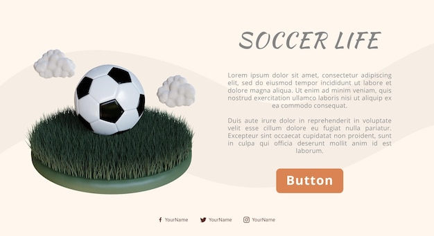 Rendering 3d concetto di pallone da calcio