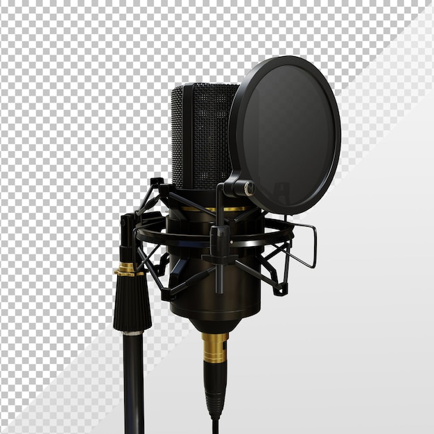 PSD 3d rendering of condenser microphone perspective view