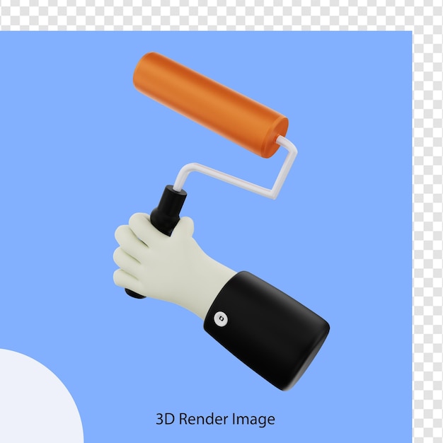 3d rendering of construction holding paint roller