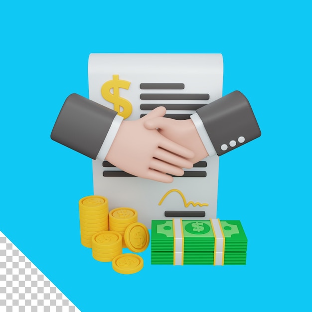 3d rendering contract isolated useful for business and finance design illustration