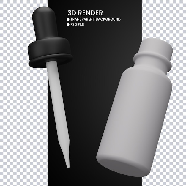 PSD 3d rendering of cosmetic bottle