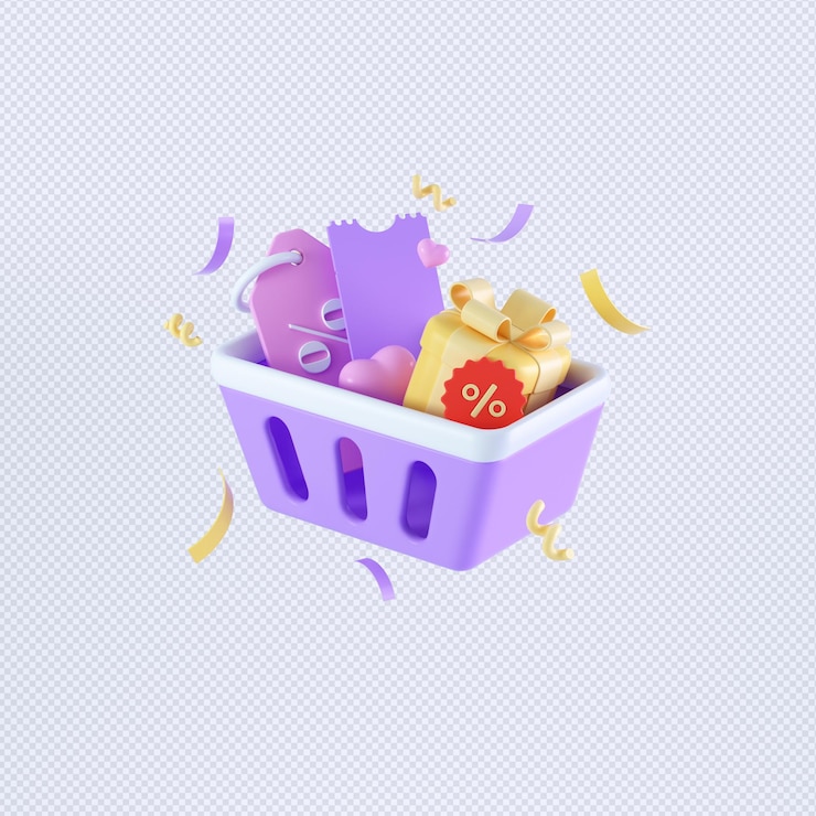 PSD 3d rendering coupon objects, simple financial related icons