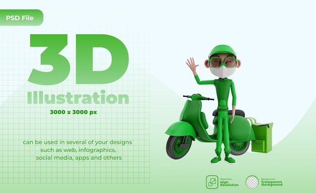 3D 渲染的快递员插图
