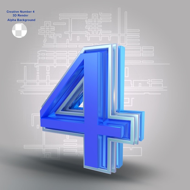 Numero creativo di rendering 3d 4