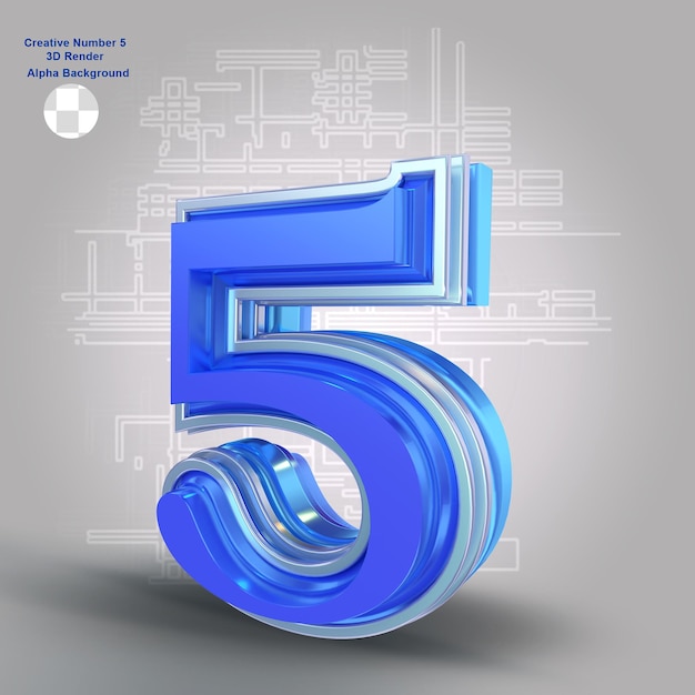 Numero creativo di rendering 3d 5