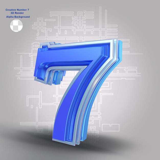 3d rendering creative number seven