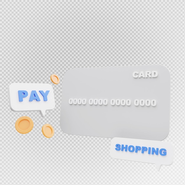 3d rendering of credit card with payment concept