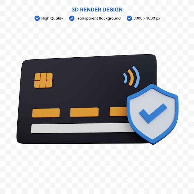 3d rendering credit card with protective shield isolated