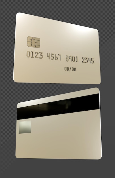 PSD 3d-rendering creditcard blanco mockup sjabloon perspectiefweergave