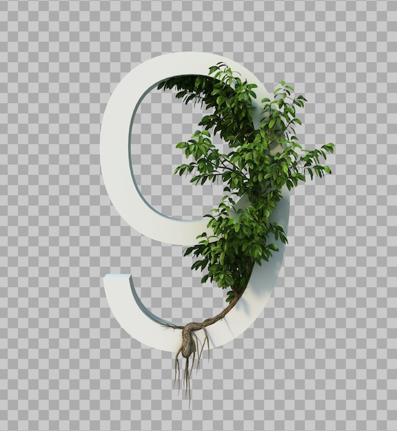 3d rendering of creeping tree on number 9