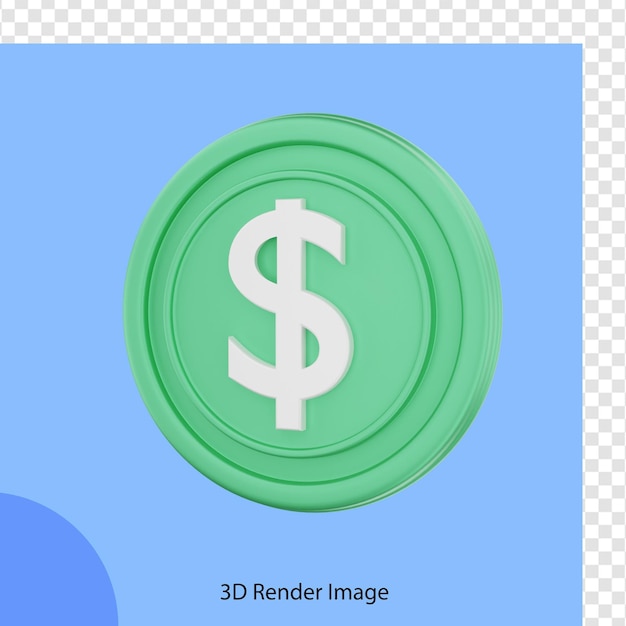 Rendering 3d moneta da un dollaro di criptovaluta