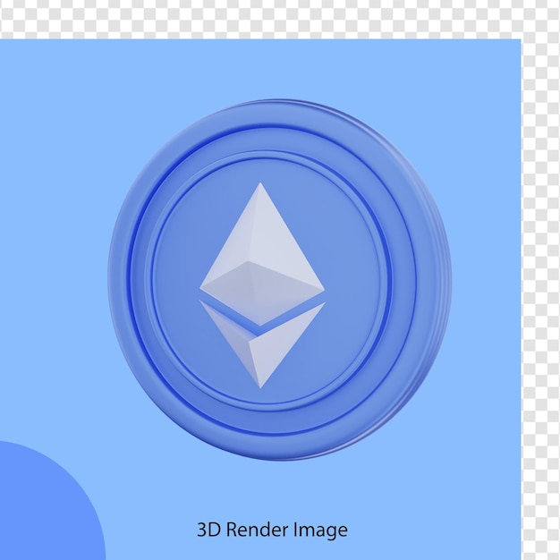 PSD 3d rendering cryptocurrency etherum coin