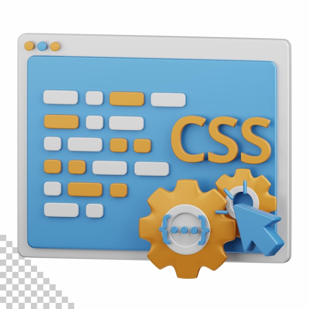 PSD 3d rendering css codering geïsoleerd nuttig voor technologie, programmering, ontwikkeling, codering, software, app, computing, server en verbinding ontwerp element