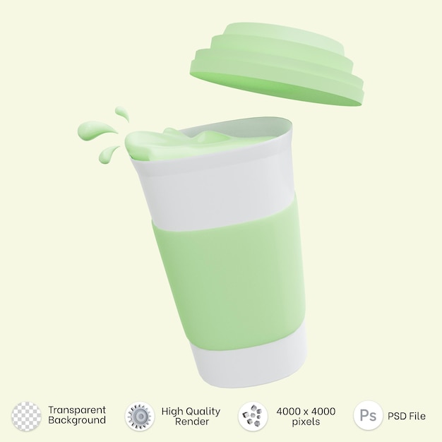3d rendering of a cup of melon milk with splashes