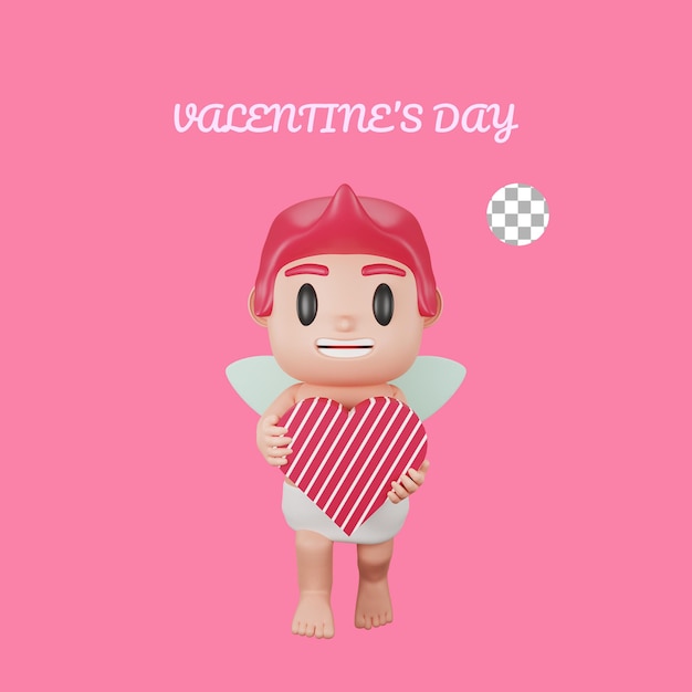 PSD rendering 3d del concetto di san valentino personaggio cupido