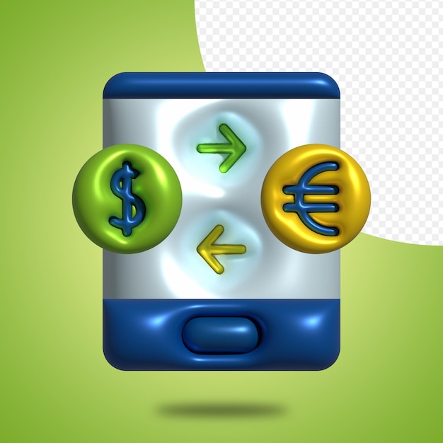 3d rendering Currency and finance illustrations of euro and dollar currency exchange