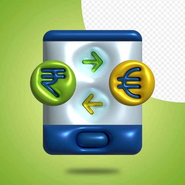 3d rendering Currency and finance illustrations of euro and rupee currency exchange