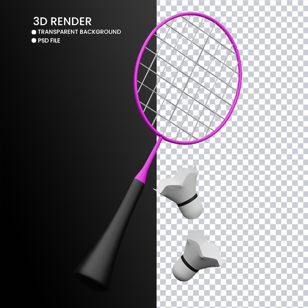 3d rendering of cute badminton