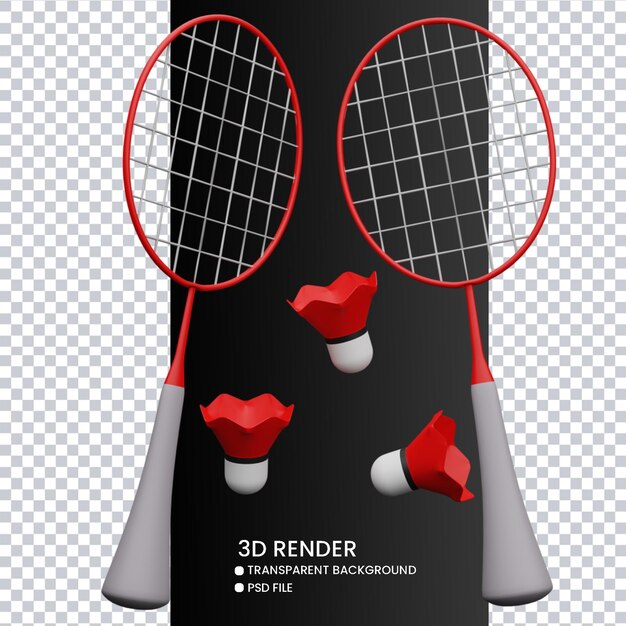 3d rendering of cute badminton