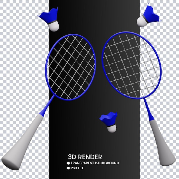 PSD rendering 3d di badminton carino