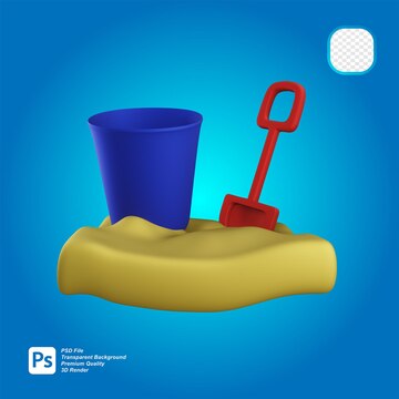 Premium PSD  Sand bucket in 3d rendered graphic