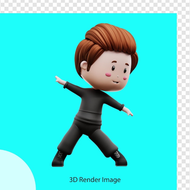 3d rendering of cute boy character gym body stretching