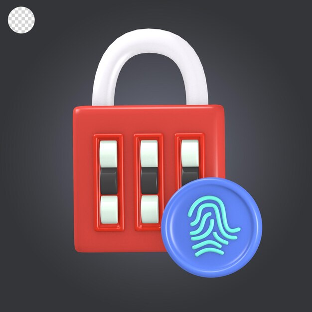 3d rendering of cute cyber security illustration icon internet security padlock