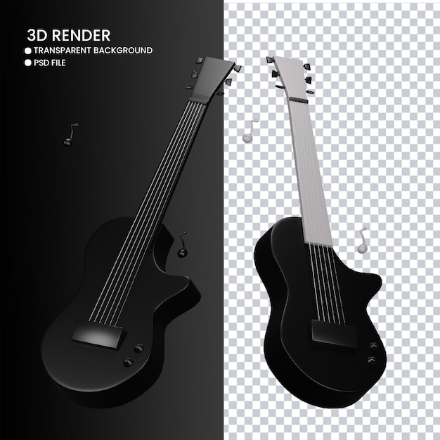 PSD 3d rendering of cute guitar