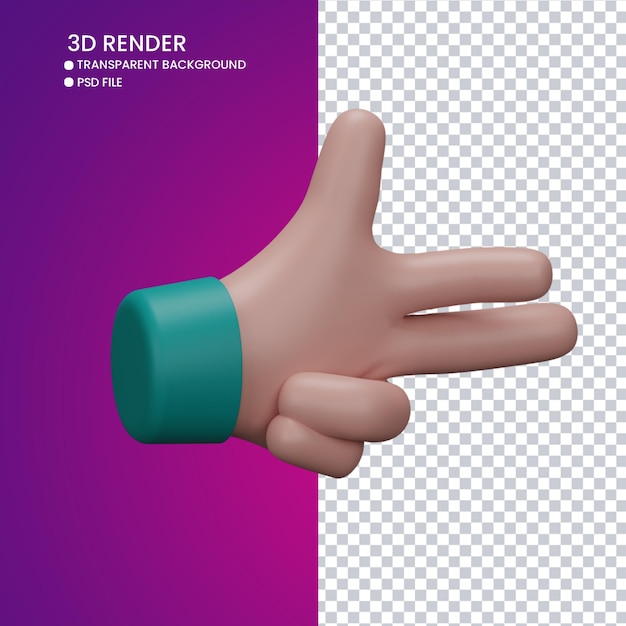 PSD 3d rendering of cute hand