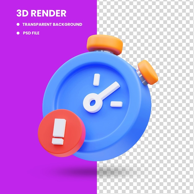 PSD rendering 3d di un'illustrazione carina dell'icona timer di timeout, stato vuoto