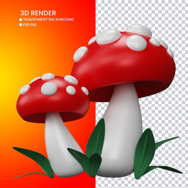 PSD rendering 3d di simpatico fungo