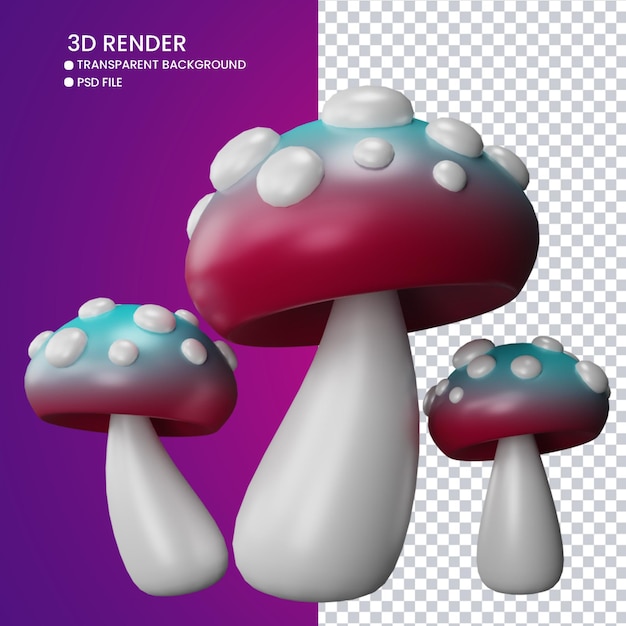 PSD rendering 3d di simpatico fungo