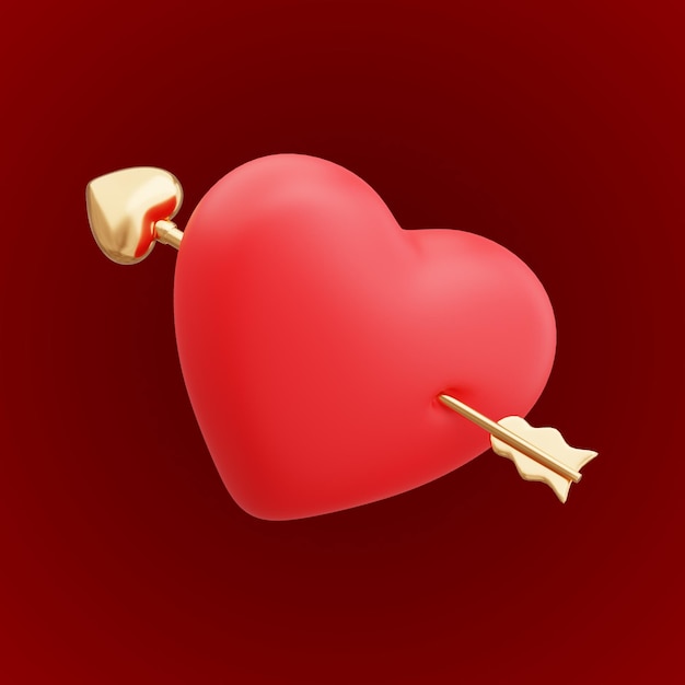 3D rendering cute red valentine's day element