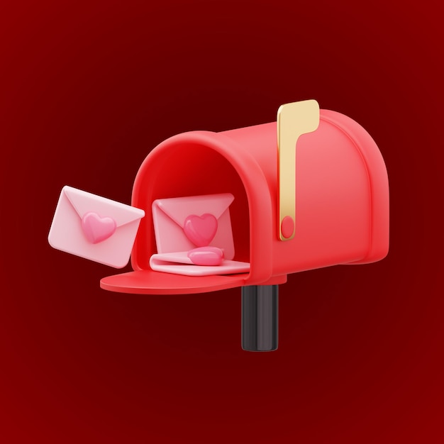 3D rendering cute red valentine's day element