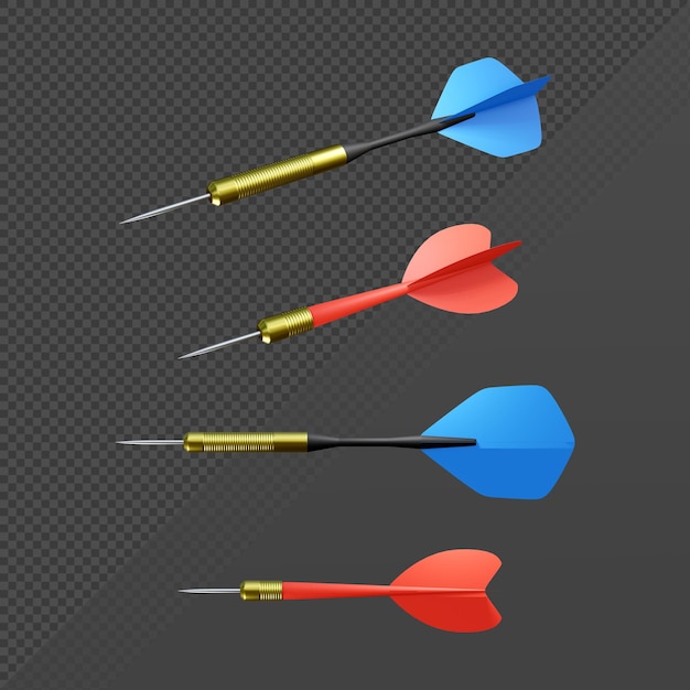 3d rendering dart arrow from perspective and side view